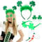 HOWAF St. Patrick's Day Accessoires: Kleeblatt Haarreif + Brille + Ohrringe + Irland Flagge Schminke, St. Patrick's Day Kostüm für Unisex-Erwachsene und Kinder in Grün