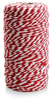Tabanzhe 100m Red and White String Twine – Versatile Cotton Twine for Gift Wrapping, Gardening, Baking, Butchers, DIY Crafts, and Handmade Arts