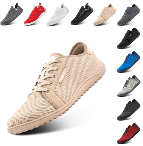Hafiot Barfußschuhe Herren Turnschuhe Barfussschuhe Damen Traillaufschuhe Fitnessschuhe Schlupfschuhe Leicht Sneakers Sportschuh Khaki Größe 39