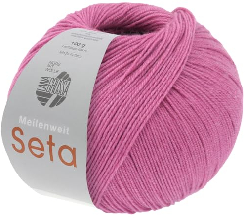 LANA GROSSA Meilenweit Seta | Sockengarn mit Seidenanteil, waschmaschinenfest | Handstrickgarn 55% Schurwolle (Merino), Polyamid, & Seide | 100g Wolle zum Stricken & Häkeln | 400m Garn FB39