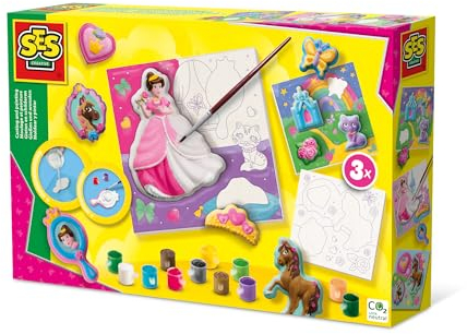 SES Creative 01349 Lienzos de fundición para pintar princesas 3X, amarillo