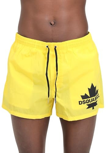 DSQUARED2 Shorts Mare Gialli da Uomo con Stampa Logo 50