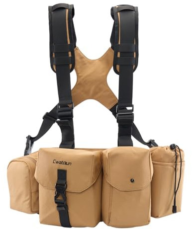Camnoon Kamera-Geschirr, Brusttasche, Kameratasche, wasserdicht, für DSLR-Kamera, Objektiv, Smartphone, Wasserflasche