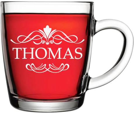 polar-effekt Tazza da tè in vetro 340 ml con incisione – Bicchiere da caffè personalizzato – Tazza per tè, caffè e cappuccino – Regalo per amici