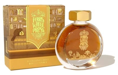 Ferris Wheel Press Fountain Pen Ink, Curious Collaboration Collection, Ginza Tsutaya Books, Beige with Sparkling Gold and Gold Sheen, 38ml