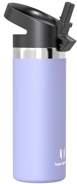 Super Sparrow Water Bottle Insulated - 500ml - Wide Mouth Metal Bottle - Wide Mouth SwivelSip Flask - BPA Free, Leak Proof - Ergonomic Straw Water Bottles for Work, Gym, Travel, Sports