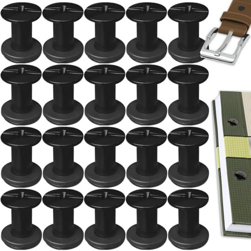 SHSMPXOY 20 Sätze Chicago Buchschrauben Edelstahl M5*10mm Chicago Schrauben Buchbinderschrauben Schraubnieten für Leder,Taschen,Bücher,Halsbänder, Rucksäcke,Hundeleinen (Matt Schwarz)