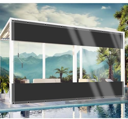CAQXAQP Plane Transparent mit ösen 3,1mx3,2m Abdeckplane Wasserdicht Gartenmobel,0.5mm Regenplane Terrasse Seitenplanen pavillon für Zeltplane Carport Balkon Regenschutz