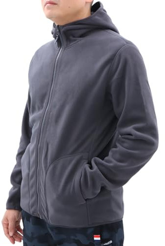 BWBIKE Giacca in Pile da Esterno da Uomo Giacca in Pile Polare con Cappuccio Reversibile Full Zip Up Cappotto Invernale a Maniche Lunghe Outwear per Uomo Donna, Grigio, L