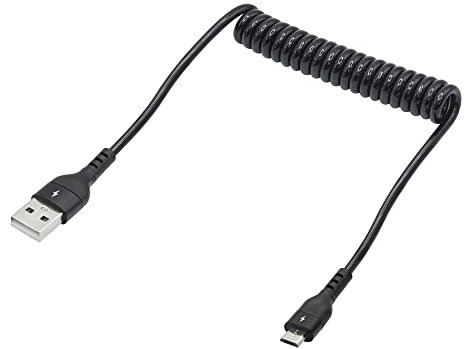 Cable de extensión micro USB de 1 a 2 FT en espiral USB A macho a micro USB de carga y transferencia de datos para smartphone, tablet y otros dispositivos con puerto micro USB