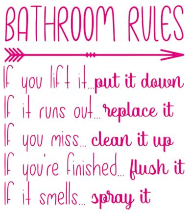 Badezimmer Regeln Wand Aufkleber Dusche Zimmer Clean Up Spray Flush Put It Down Wand Aufkleber Wc Bad Hause-XL-85x94cm-Rose Red