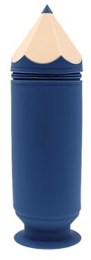 Trousse Ecole 2 en1 en Silicone Souple, Trousse Verticale, Trousse Porte-Stylo de Table, Forme de Crayon - Kawaii, Design de la Ventouse, Rétractable, Pencil Case pour Scolaire, Bureau (Bleu Foncé)