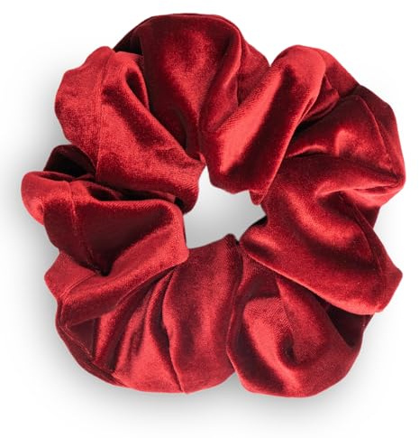 SXQLYH Haargummi Scrunchie Samt Velvet Elastics, Große Haargummi Dickes Weiches Bequemes Samthaargummi, Scrunchies Pferdeschwanz Halter Winterhaar Bobble für Damen Dickes Langes Haar (Rot)