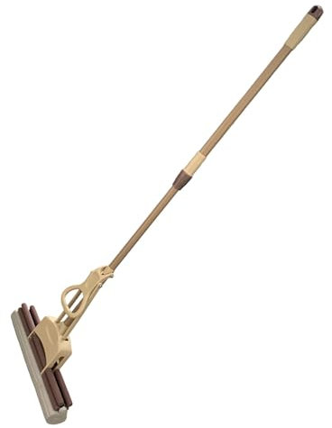 Horecano XL Teleskop-Wischmop | 125x38cm | Extrabreit I mit austauschbarem Kopf | Beige | Stabiler Bodenwischer für Hartböden & Teppiche