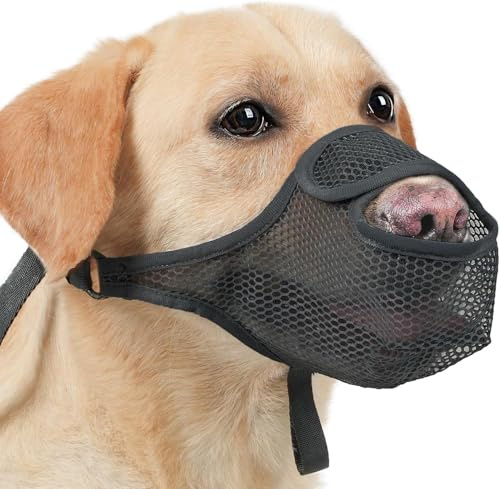 VIDSTW Maulkorb Hund Atmungsaktiv Maulkörbe für Hunde (L) | atmungsaktiv, weiches Nylon, verstellbar, Schwarz