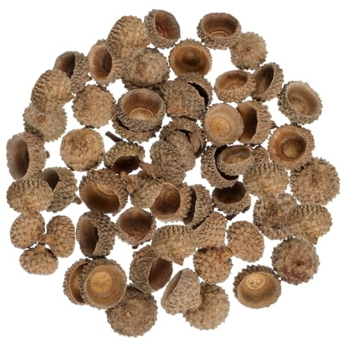 Gatuida 50pcs Natural Acorn Caps Hanging Acorns for Crafts Christmas Xmas Tree Decoration Woodland Party Decor