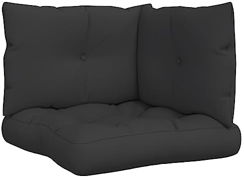 vidaXL Palettenkissen 3-TLG., Palettenpolster für Europaletten, Palettensofa Kissen Indoor Outdoor, Palettenauflage Sitzkissen Rückenkissen Seitenkissen, Schwarz Stoff
