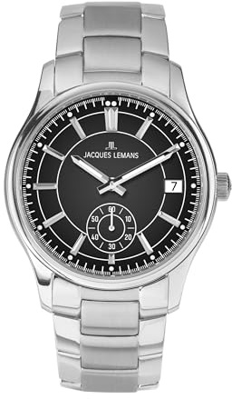 JACQUES LEMANS - Armbanduhr Date Derby - Quartz Uhrwerk - Gehäusedicke: 10 mm - Gehäusebreite: 41 mm - Edelstahl - 10 ATM