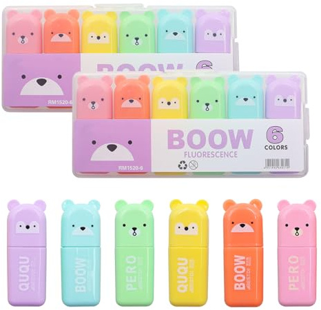 ZHIQIN 18 Stück Mini Textmarker Klein 6 Farben Lustige Macarons Textmarkere | Cartoon Marker Mini Highlighter Stift Set Für Kinder Erwachsene Geschenke Schulsachen Bürobedarf