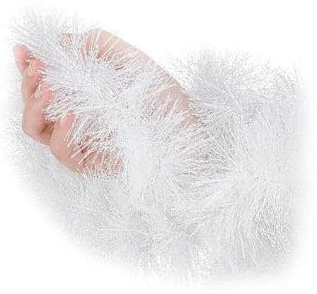Espumillón para árbol de Navidad, 2 unidades, espumillón, árbol de Navidad, guirnalda blanca, guirnalda de Navidad, guirnaldas para árbol de Navidad, decoración navideña, accesorios de Navidad
