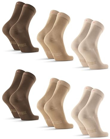 DANISH ENDURANCE Bambus Socken, Business Socken, Anti-Blasen, 3 & 6 Paar, Mehrfarbig (2xSandfarben, 2xBeige, 2xBraun), 39-42