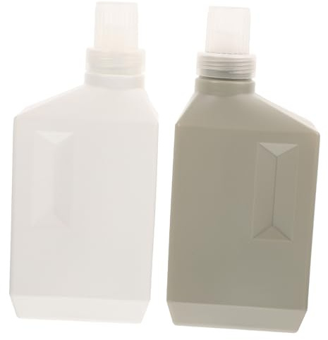 HAMPPLIES Lot De 2 Bouteilles Plates PE 1000ml Rechargeables pour Lessive, Gel Bain Et Shampoing, Flacons Vides Universels Adaptés Maison Et Voyage