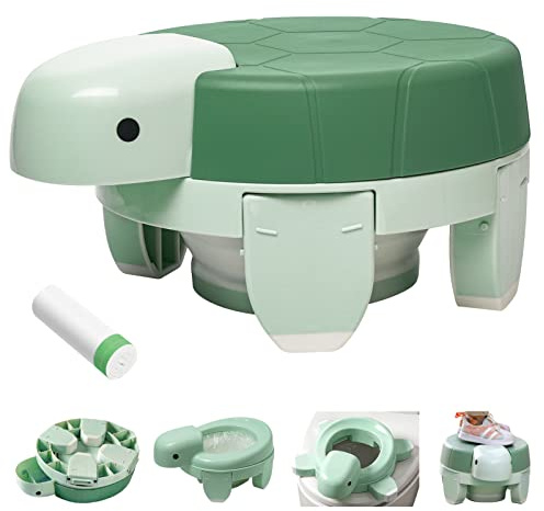 Ihaapsi 4-in-1 Foldable Toddler Travel Potty with Splash Guard | Potty chair, toilet-seat adapter and travel toilet for car trips and camping. Includes 20 disposable liners.