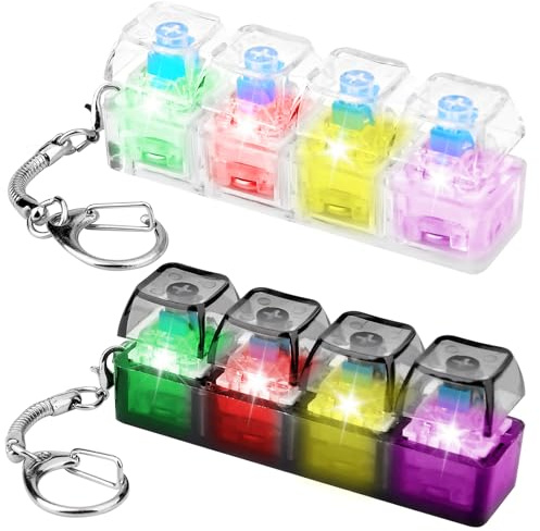 2 Pcs Keyboard Fidget Toy, Fidget Keyboard Toys for Adults with LED light, Funny Stress Relief Toys, Portable Finger Decompression Keyring for Office School, Decompression Gift