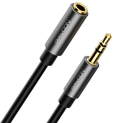deleyCON 4m Klinke Audio Stereo AUX Verlängerungskabel 3,5mm - Extra Dünn | Klinkenkabel Audiokabel Verlängerung mit Metallstecker, für Smartphone, Tablet, Kopfhörer, HiFi Receiver, flexibel