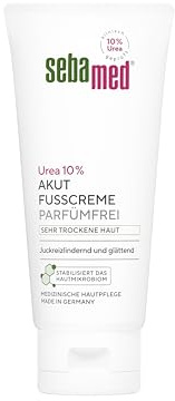 Sebamed Urea 10% Akut Fußcreme parfümfrei sehr trockene Haut, lindert Juckreiz, Spannungsgefühl, Rissigkeit, Rauheit, hilft die Feuchtigkeitsbalance herzustellen, auch bei Neurodermitis und Diabetes