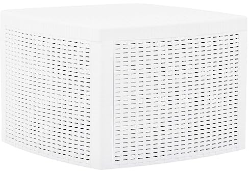 VIHHQGC Multifunctional Outdoor Side Table for Garden with Storage Compartment Made of Weather Resistant Plastic in White