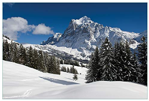 Wallario Küchenrückwand selbstklebend 90 x 60 cm, Motiv: Verschneiter Berghang unter blauem Himmel | Spritzschutz abwischbar & pflegeleicht