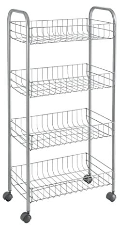 Metaltex Ascona - Scaffaletto a 4 piani con ruote, Grigio, 41 x 23 x 84 cm