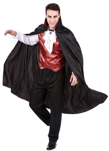 DEGUISE TOI Vegaoo Vampir-Kostüm für Herren Blutsauger Halloweenkostüm schwarz-Bordeaux - XL