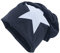 shenky leichte Mützen mit Sternchen Jersey Beanie Stern lange Stars (Navy mit weißem Stern)