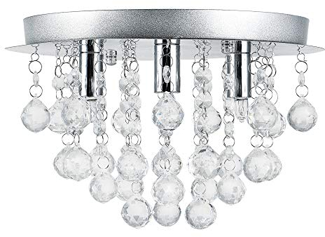 lux.pro Lüster Kunstkristall Deckenlampe 3 x G9 Metall Chrom-Silber