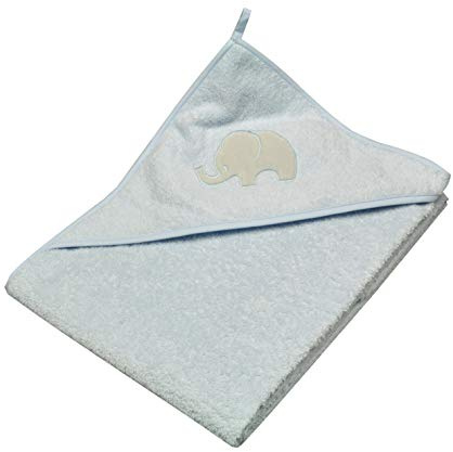 Asmi Kapuzenbadetuch Baby Badetuch Elefant 100 x 100 cm (Hellblau)