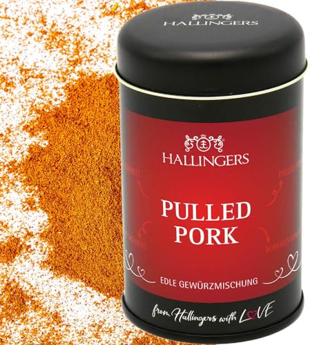 Hallingers Genuss Manufaktur Gewürzmischung Geschenk - Koch-Gewürze in edler Geschenk-Dose Pulled Pork für Grillgut, Marinaden & Krustentiere, Geschenkidee für Frauen Männer