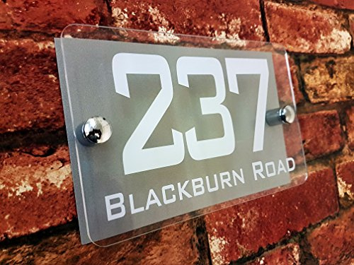 House Sign Modern Glass Effect Acrylic Door Number Name Road Plate Plaque