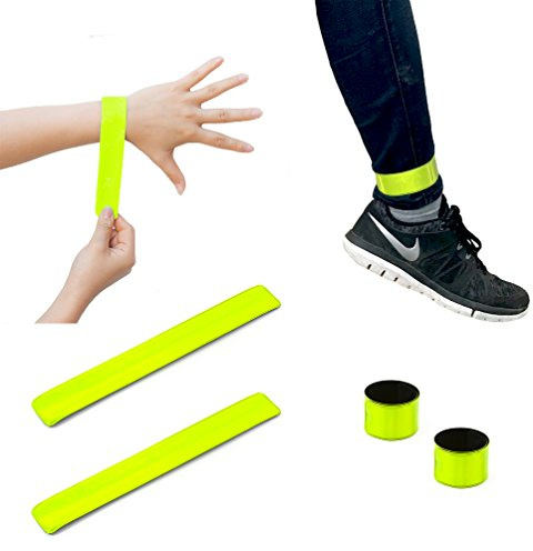 Oblique Unique® Reflektorbänder 2er Set Schnapparmband Reflektorbänder Klatscharmband Reflektierend Sicherheitsband