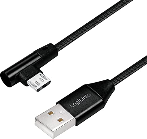 Logilink Câble USB 2.0 type A vers micro USB coudé à 90° Noir 0,3 m