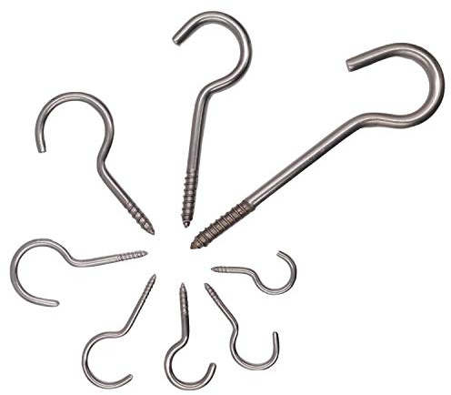 T::A 25 Stück 3.3 x 40 mm Schraubhaken Edelstahl V2A Inox Hakenschrauben Holzgewinde Wäscheleine