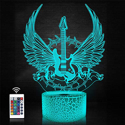 CooPark 3D Gitarre Nachtlicht Gitarrengeschenke für Musikliebhaber, 3D Gitarre Illusion lampe mit Fernbedienung und 16 Farben, die erstaunliche Ideen…