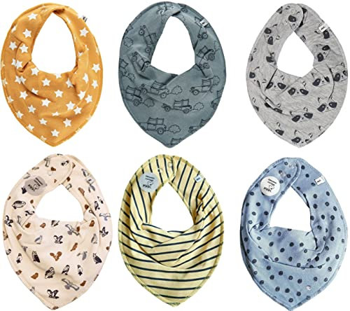 Pippi Halstuch 6er Set Baby Jungen Halstücher Dreieckstücher (Auto-Mix)