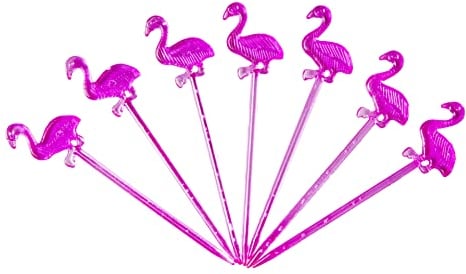 30Pcs Pink Flamingo 8cm Cocktail Sticks Novelty Drink Decorations Hawaiian Luau Hen Party Picks Food Fruits Table BBQ