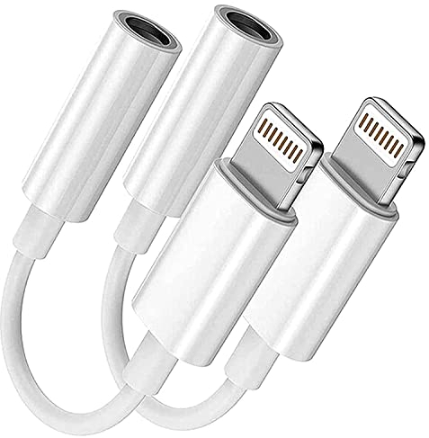 2 Pack Headphone Jack Adapter for iPhone,Lightning to 3.5mm Headphones Jack Adapter AUX,Apple MFi certified Compatible with iPhone 14/14 Pro Max/13/12/11/XS/XR/SE/8/7 Support All iOS