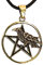 Kiss of Leather Anhänger Pentagramm mit Rabe aus Bronze mit Baumwollband