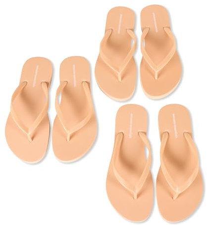 Amazon Essentials Tongs Femme, Lot de 3, Beige, 38.5 EU