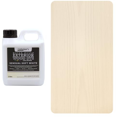 Littlefair's Holzlasur Außen 1ltr - Holzlasur Für Natürliche Holzmaserung - Wasserbasierte Holz Lasur - Schnell Trocknend, Schützt Und Umweltfreundlich - Farbe:Sinnliches sanftes Weiß)