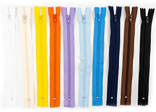 Reißverschluss Set, Reißverschlüsse, Nahtverdeckter Reißverschluss,10 Farben Nylon Reißverschlüsse, 20 cm Näh-Reißverschlüsse, für Kleidung, Taschen, Handwerk, 10Stück